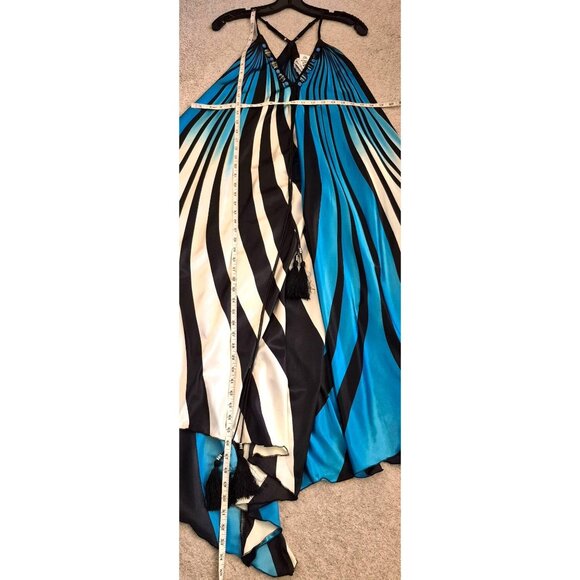 Colorful Boho Embelished Striped Maxi Dress Handkerchief Hem Size S* NWT - Picture 6 of 8